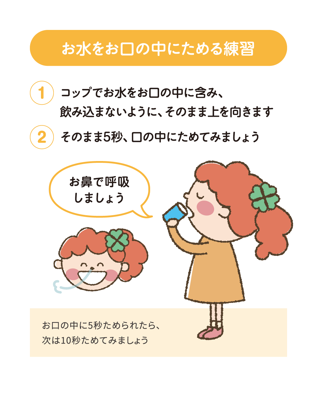 お水をお口の中にためる練習